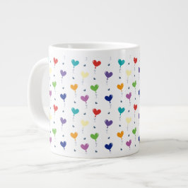 Sömlös Mönster-färgad hjärtballong Jumbo Mugg