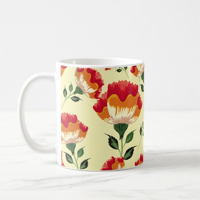 Sömlös mönster, färglös dekoration av blommor. kaffemugg (Vänster)
