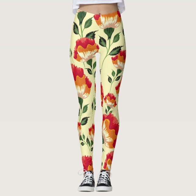 Sömlös mönster, färglös dekoration av blommor. leggings (Framsida)