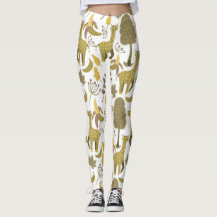 Sömlös mönster Giraffe gult vit bakgrund Leggings