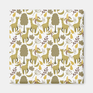 Sömlös mönster Giraffe gult vit bakgrund Magnet
