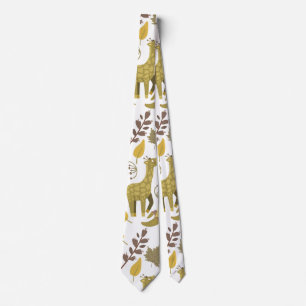 Sömlös mönster Giraffe gult vit bakgrund Slips