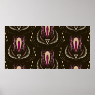 Sömlös mönster-grafisk ornament. Blommigtens snygg Poster