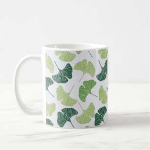Sömlös mönster Grönt ginkgo biloba Kaffemugg