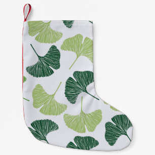 Sömlös mönster Grönt ginkgo biloba Liten Julstrumpa