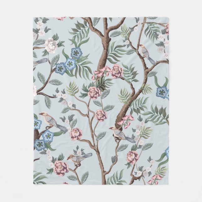 Sömlös mönster i Chinoiserie stil med peonier Fleecefilt (Framsidan)
