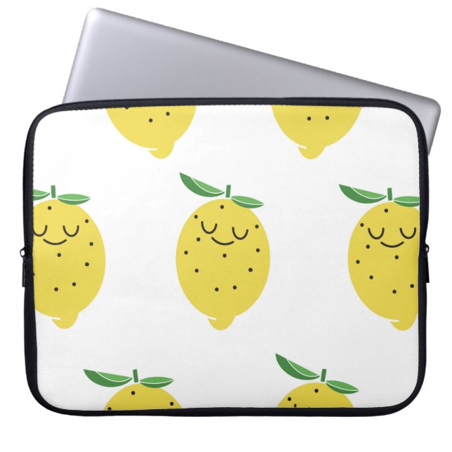 Sömlös mönster i Cute Lemon-tecknaden.  Laptop Fodral (Framsidan)