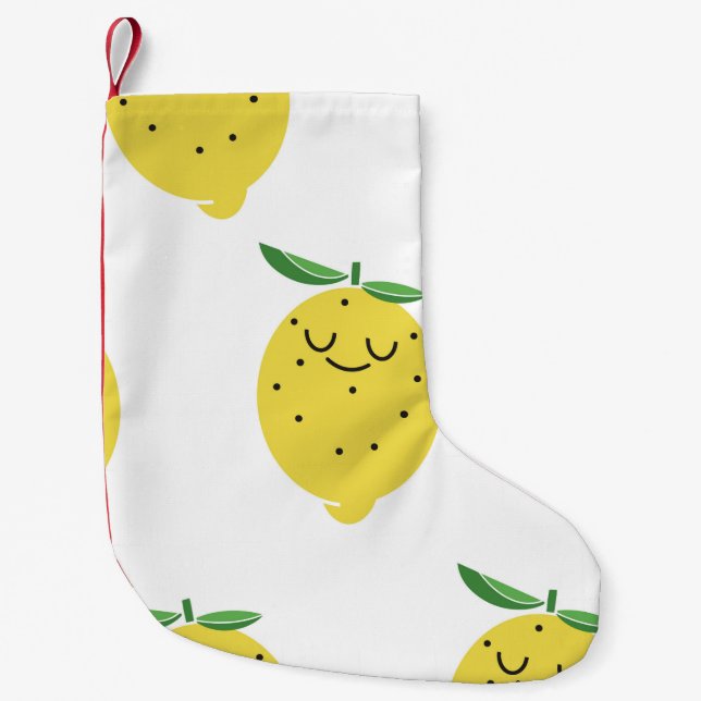 Sömlös mönster i Cute Lemon-tecknaden.  Liten Julstrumpa (Framsidan)