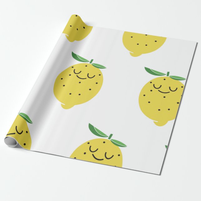 Sömlös mönster i Cute Lemon-tecknaden.  Presentpapper (Utrullad)