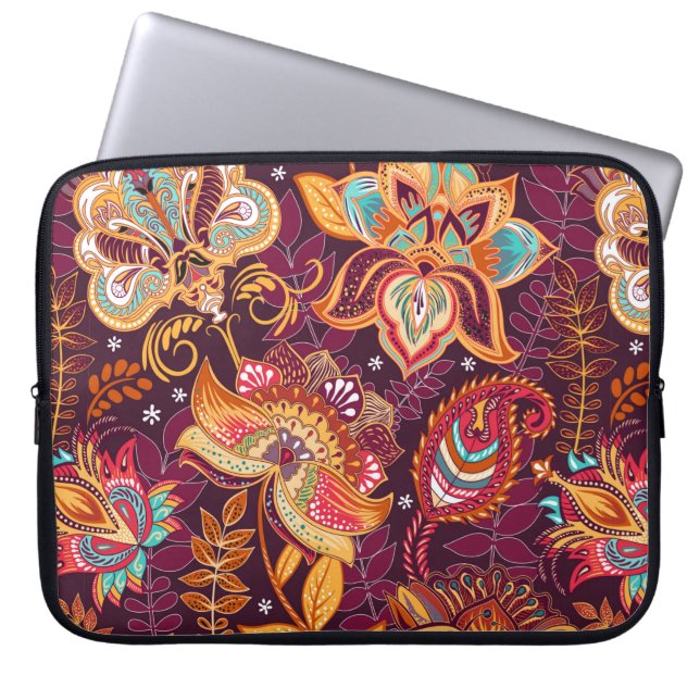 Sömlös mönster i paisley stil. Färgstark Laptop Fodral (Framsidan)
