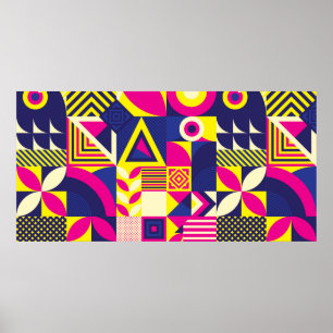 Sömlös Mönster i Pop och Colorful Abstrakt Geom Poster