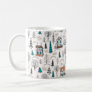 Sömlös mönster i Skandinaviska stil. Liten hal Kaffemugg