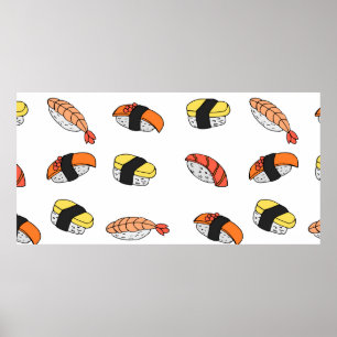 sömlös mönster i Sushi Poster