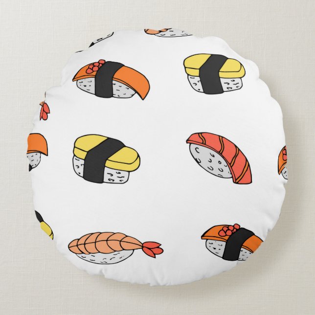sömlös mönster i Sushi Rund Kudde (Framsidan)