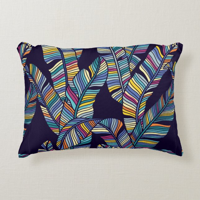 Sömlös mönster i Tropical handflatan löv Prydnadskudde (Framsidan)
