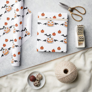 Sömlös Mönster Jack O'lantern Halloween Presentpapper