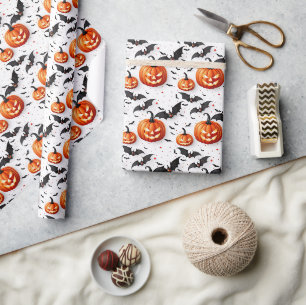 Sömlös Mönster Jack O'lantern Halloween Presentpapper