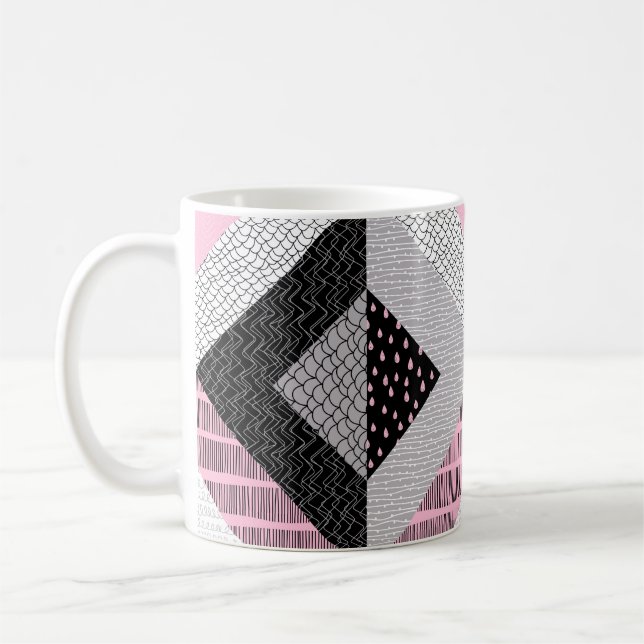 Sömlös mönster, lappverk. Frihandsritning Kaffemugg (Vänster)