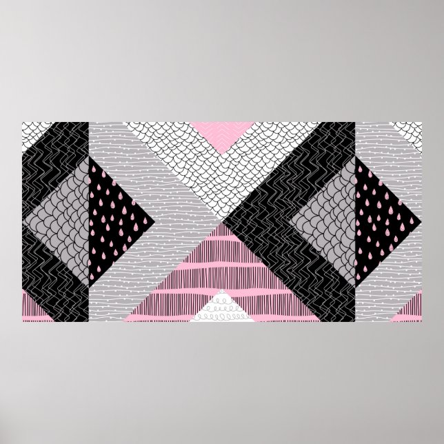 Sömlös mönster, lappverk. Frihandsritning Poster (Framsidan)