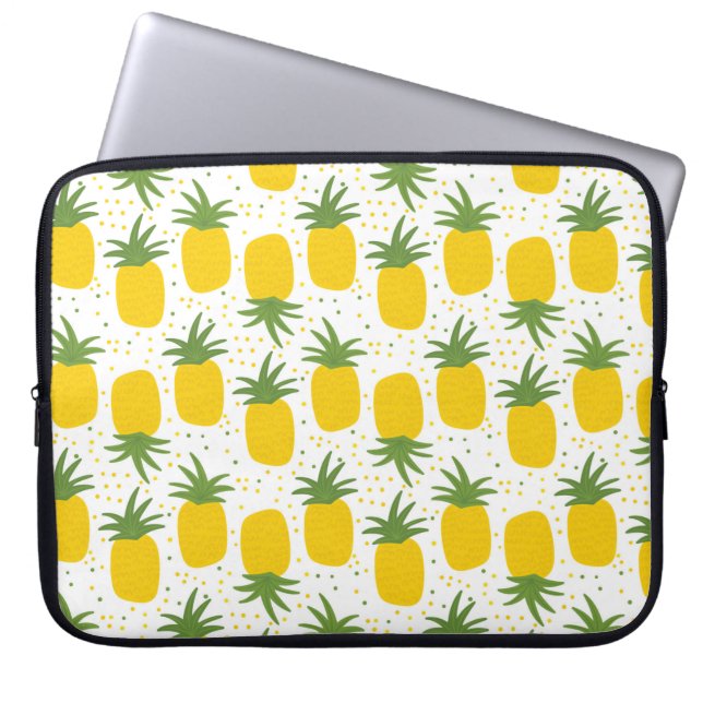 Sömlös mönster med ananas. Ananas gult Laptop Fodral (Framsidan)