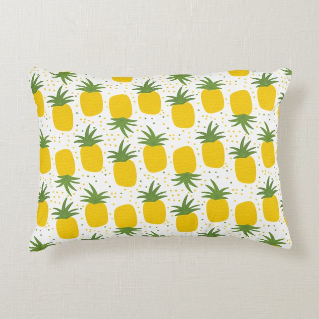 Sömlös mönster med ananas. Ananas gult Prydnadskudde (Framsidan)