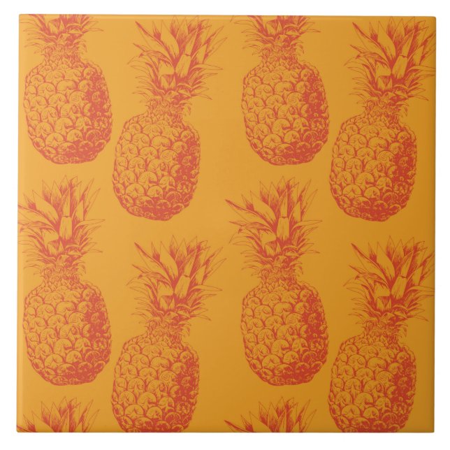 Sömlös mönster med ananas kakelplatta (Framsidan)