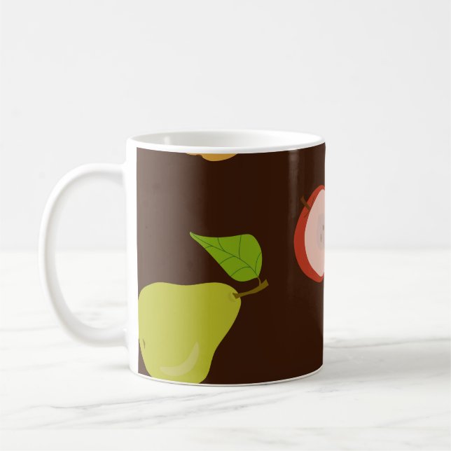 Sömlös mönster med äpplen och ärter med flera färg kaffemugg (Vänster)