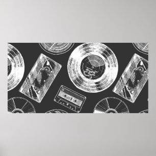 Sömlös mönster med Audio- och videobärare. VI Poster