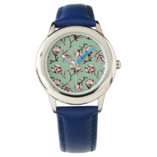 Sömlös mönster med blomknoppar från vår träd armbandsur