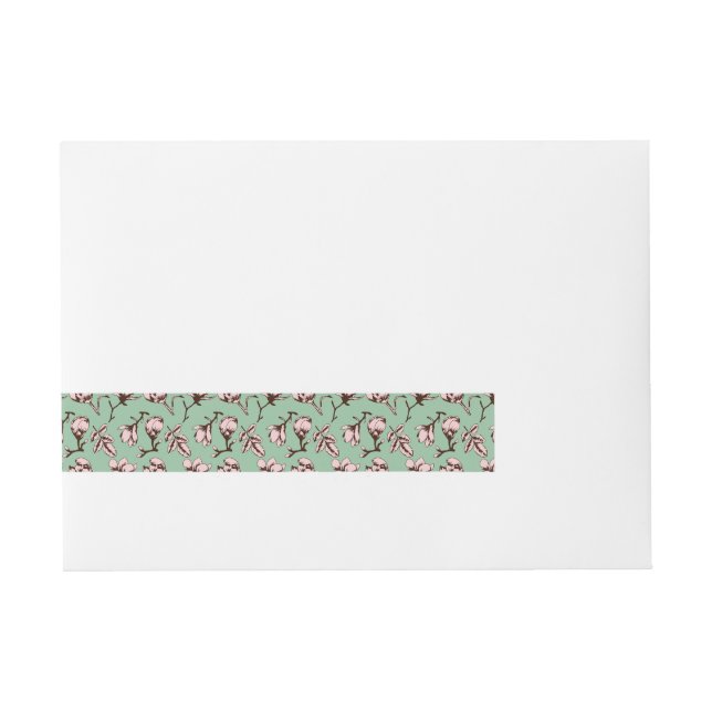 Sömlös mönster med blomknoppar från vår träd etikettband (Framsidan)