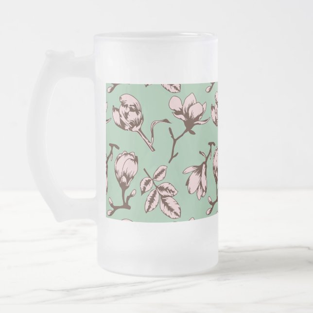 Sömlös mönster med blomknoppar från vår träd frostat ölglas (Vänster)