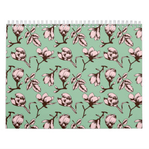 Sömlös mönster med blomknoppar från vår träd kalender