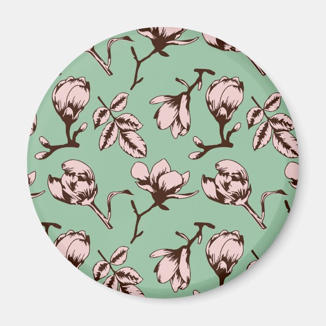 Sömlös mönster med blomknoppar från vår träd magnet (Framsidan)
