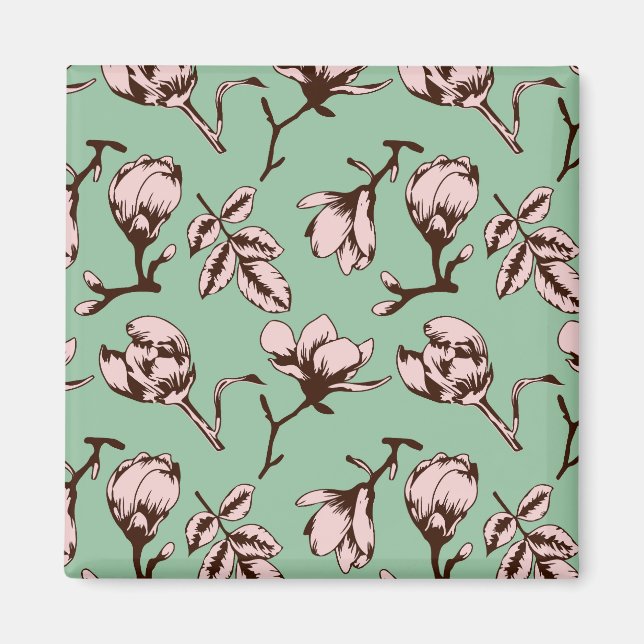 Sömlös mönster med blomknoppar från vår träd magnet (Framsidan)