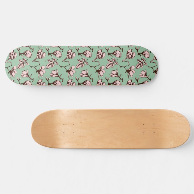 Sömlös mönster med blomknoppar från vår träd mini skateboard bräda 18,5 cm (Horz)