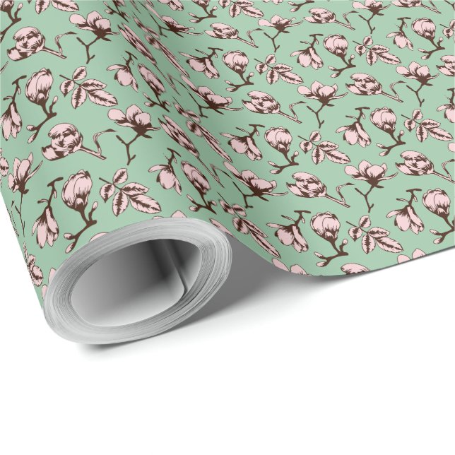 Sömlös mönster med blomknoppar från vår träd presentpapper (Rulle Hörn)