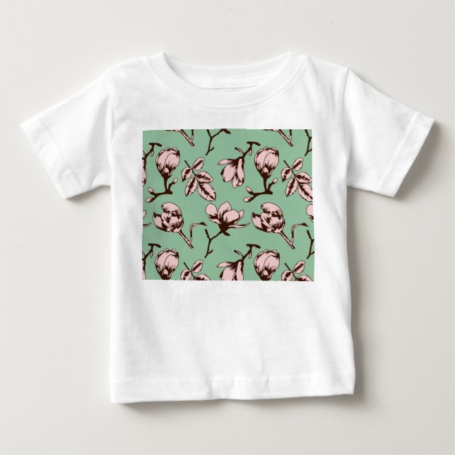 Sömlös mönster med blomknoppar från vår träd t shirt (Framsida)