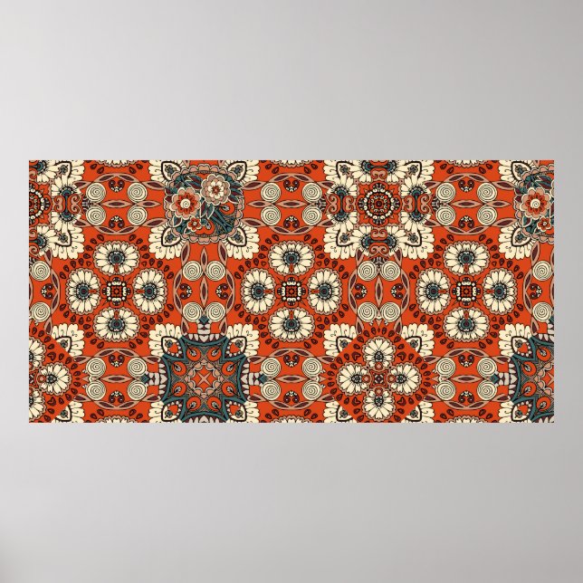 Sömlös mönster med blommigt och paj poster (Framsidan)