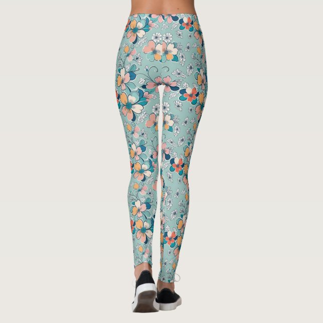 Sömlös mönster med blommor leggings (Baksida)