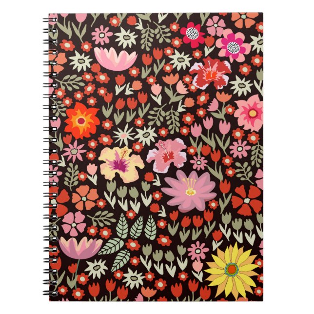 Sömlös mönster med blomstertulpaner anteckningsbok (Framsidan)