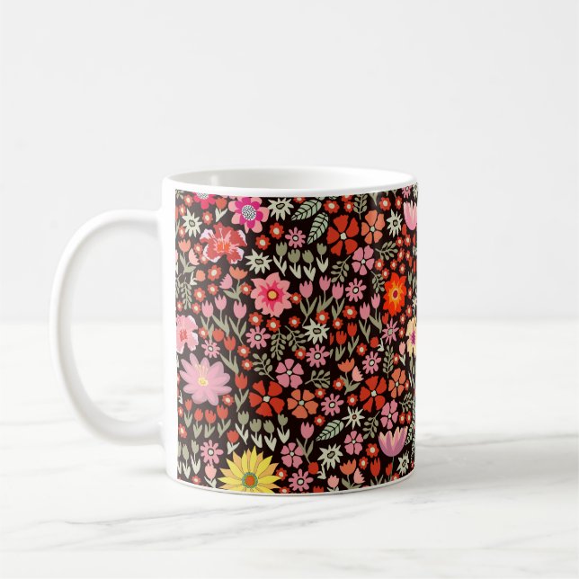 Sömlös mönster med blomstertulpaner kaffemugg (Vänster)