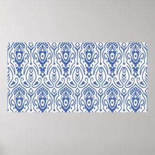 Sömlös mönster med broderier. Ikat Fabric. Eth Poster