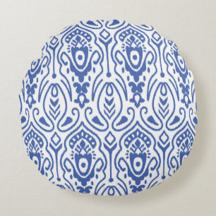 Sömlös mönster med broderier. Ikat Fabric. Eth Rund Kudde