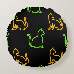 Sömlös mönster med catsabstract,animal,art,arti rund kudde