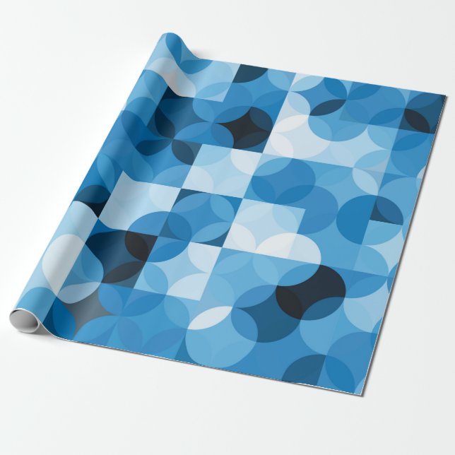 Sömlös mönster med cirklar. Abstraktens blå bakgru Presentpapper (Utrullad)