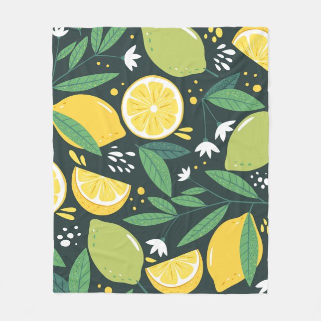 Sömlös mönster med citroner. Skriv ut abstrakt.  Fleecefilt (Framsidan)