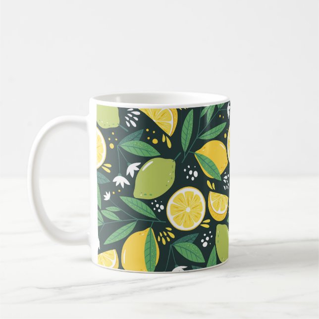 Sömlös mönster med citroner. Skriv ut abstrakt.  Kaffemugg (Vänster)