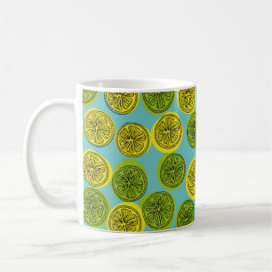 Sömlös mönster med citronskivor. Vintage Kaffemugg