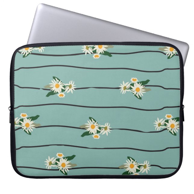 Sömlös mönster med daisy och rand laptop fodral (Framsidan)