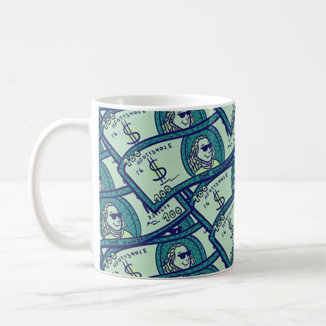 sömlös mönster med dollarsedlar kaffemugg (Vänster)